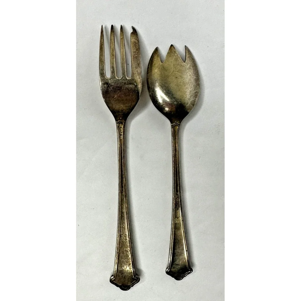 E & Co Grace Line Steamship Company Silver Plate silverware Spork Fork Set  Vtg